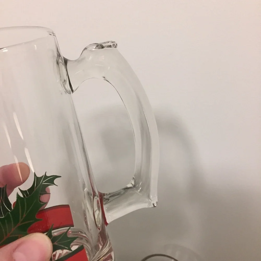 Set of 4 Holly Beer Mugs Christmas holiday vintage